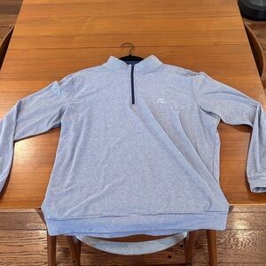 Rhoback Navy and White Striped Quarter-Zip